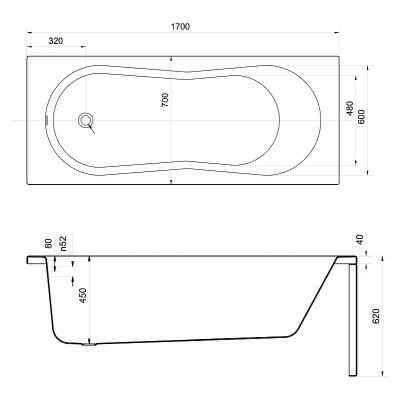 Акриловая ванна Cersanit Nike WP-NIKE*170 170x70 см