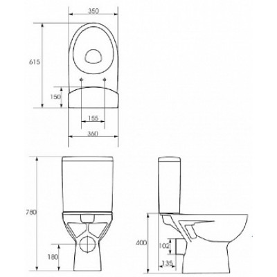 Унитаз-компакт Cersanit Parva 307 KO-PA011-3/6-COn-DL-w