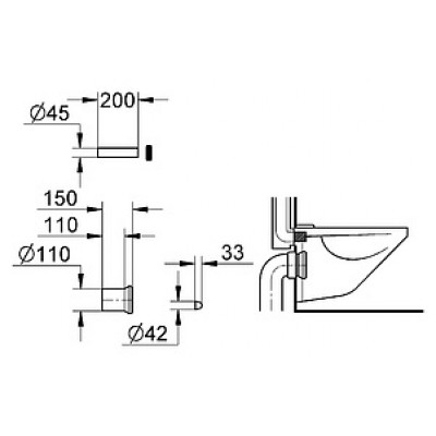 Впускной патрубок для унитаза Grohe 37104K00 с соединением