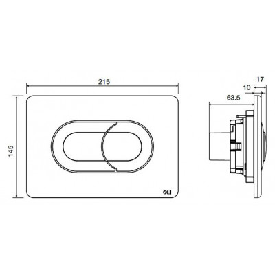 Кнопка смыва OLI Salina 640099 черный/хром матовый