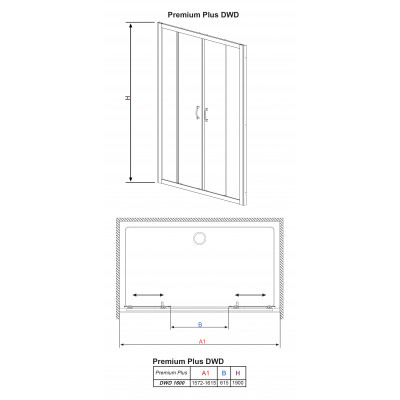 Душевая дверь в нишу Radaway Premium Plus DWD 160 прозрачное стекло 33363-01-01N