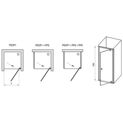 Душевая дверь Ravak Pivot PDOP1-80 сатин+транспарент 03G40U00Z1 ручки сатин