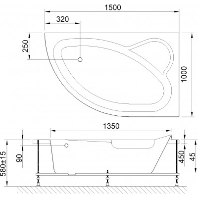 Акриловая ванна Royal Bath Alpine RB 819100, прав. 150 см