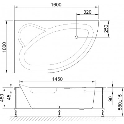 Акриловая ванна Royal Bath Alpine RB 819101, лев. 160 см