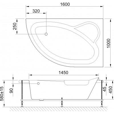 Акриловая ванна Royal Bath Alpine RB 819101, прав. 160 см