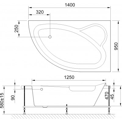 Акриловая ванна Royal Bath Alpine RB 819103, прав. 140 см