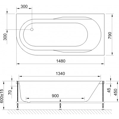 Акриловая ванна Royal Bath Azur RB 614201, прав. 150 см