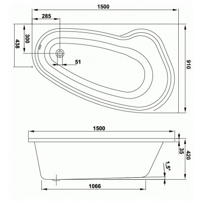 Акриловая ванна Vagnerplast Avona 150 R