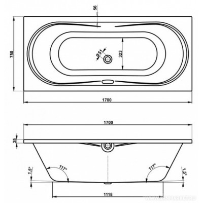 Акриловая ванна Vagnerplast Briana 170 см