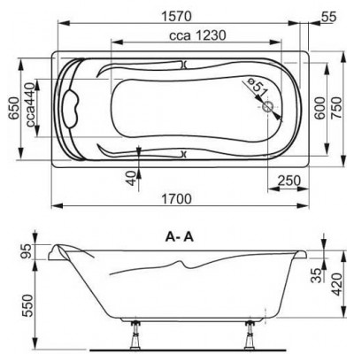 Акриловая ванна Vagnerplast Charitka 170